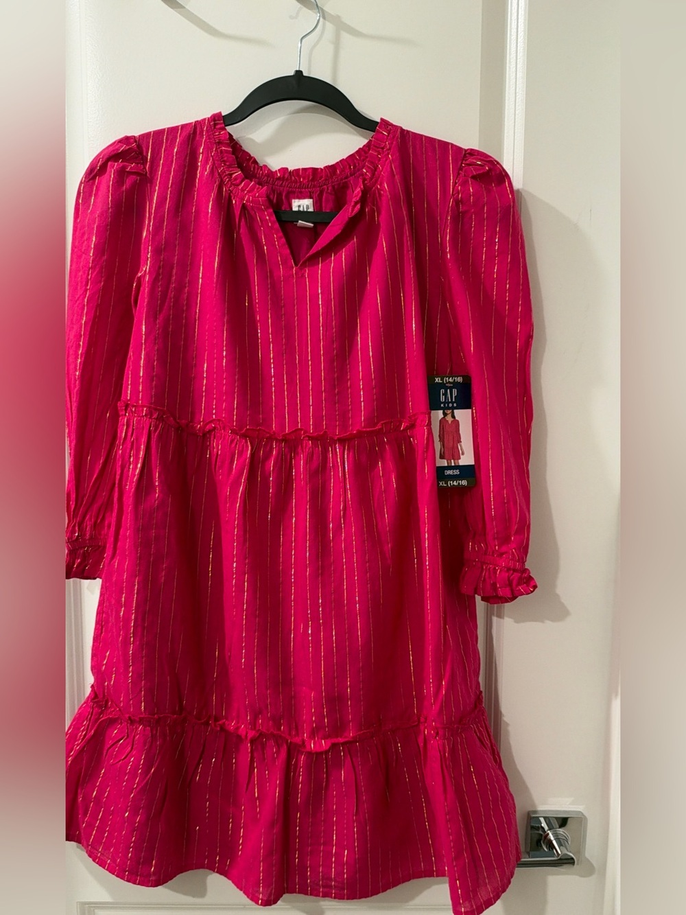 GAP Girls Pink Dress with Gold Stripes